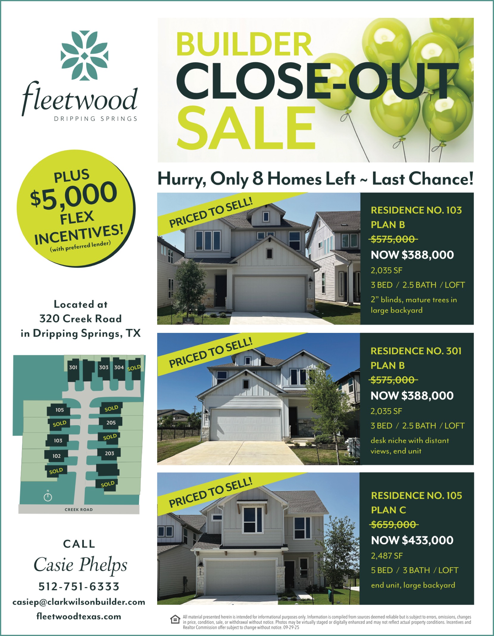 Builder Close-Out Sale
