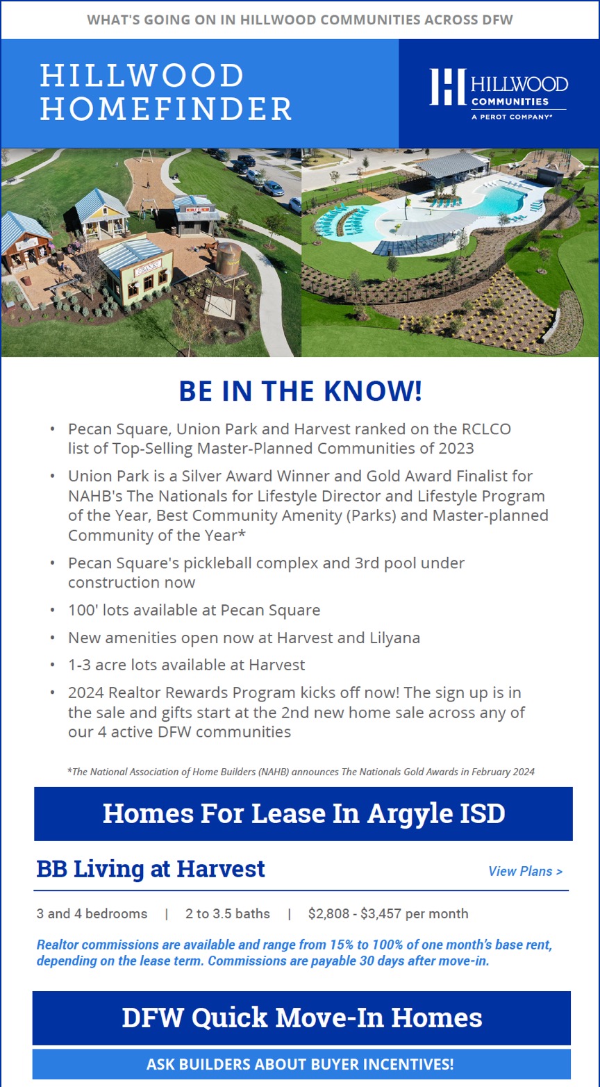 Builder Guides DFW Hillwood Communities