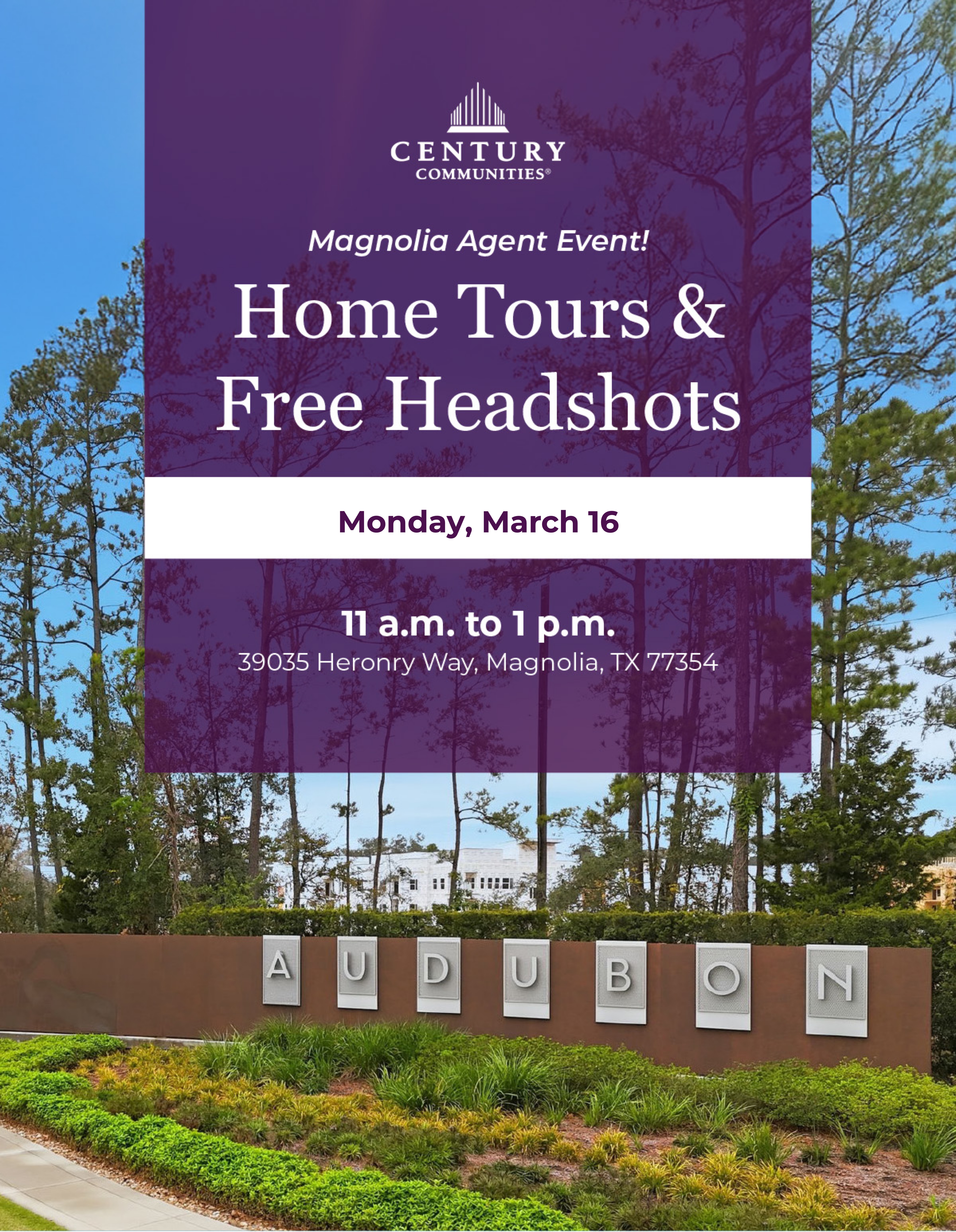 Magnolia Agent Event! Home Tours &  Free Headshots Wednesday, March 18 11 a.m. to 1 p.m. 39035 Heronry Way, Magnolia, TX 77354