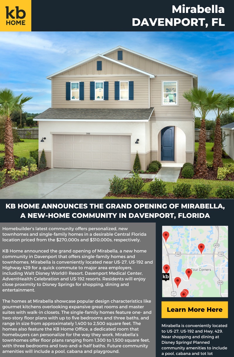 Builder Guides Orlando KB Home in Mirabella
